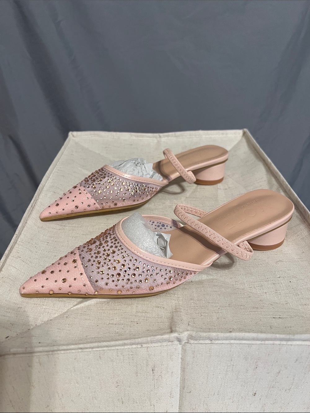 MOTF Pink Pointed Toe Embellished Slip On Heels - Picture 2 of 4